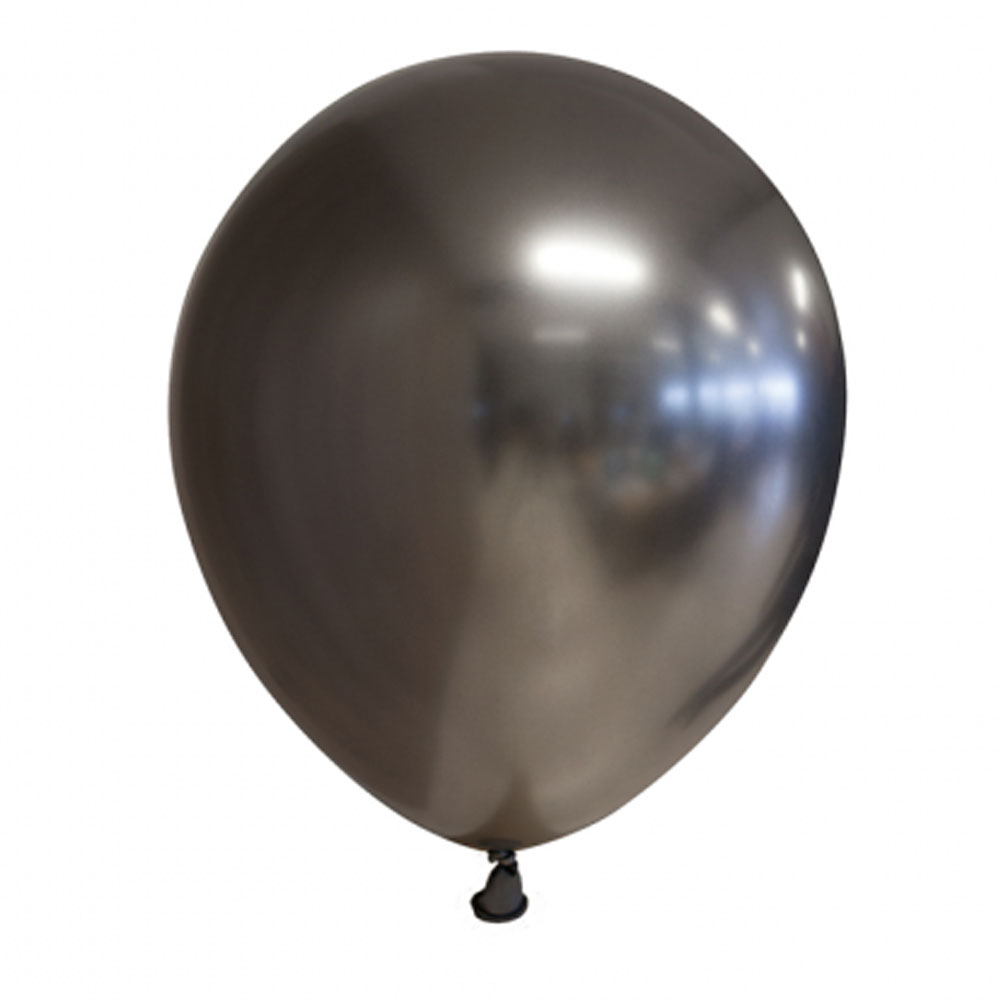 Läs mer om Chrome Miniballonger Metall Grå 100-pack