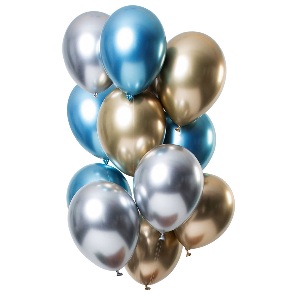 Läs mer om Chrome Mirror Ballonger Guld-Silver-Blå