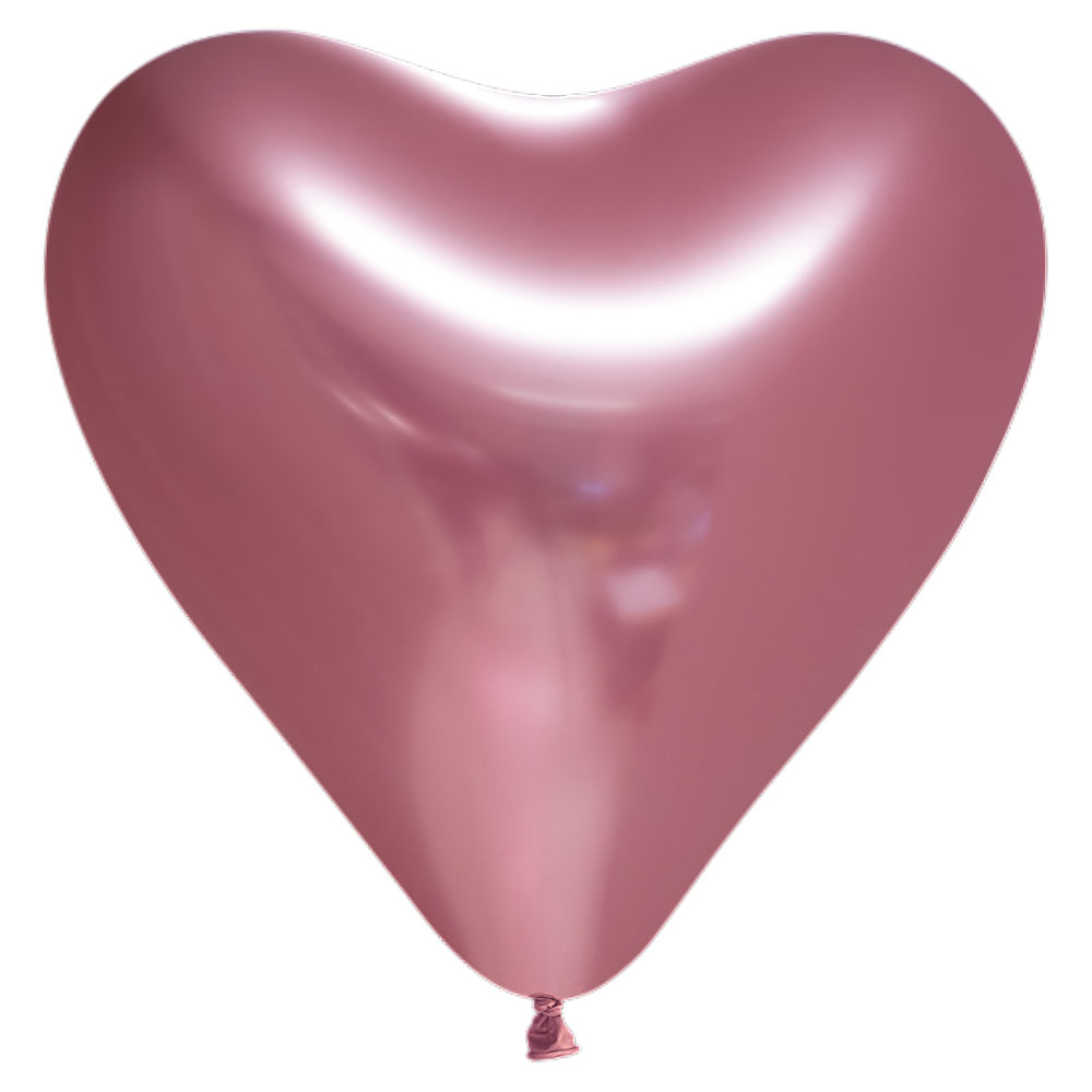 Läs mer om Chrome Mirror Hjärtballonger Rosa