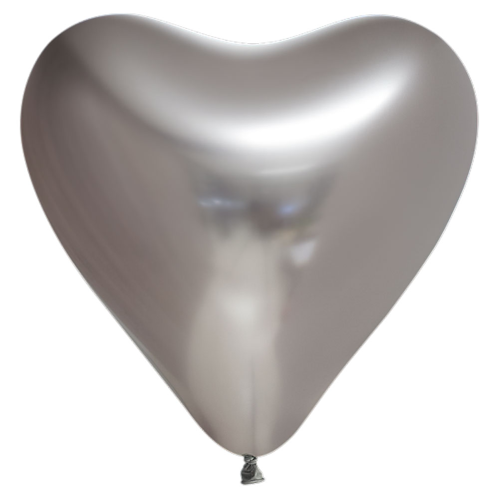Läs mer om Chrome Mirror Hjärtballonger Silver