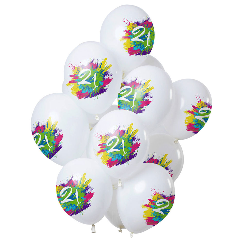 Läs mer om Color Splash 21-års Ballonger Latex