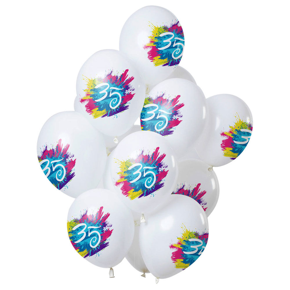 Läs mer om Color Splash 35-års Ballonger Latex
