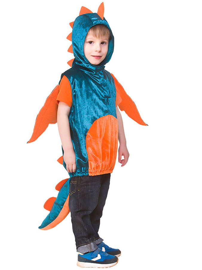 Läs mer om Dinosauriedräkt Blå/Orange Barn