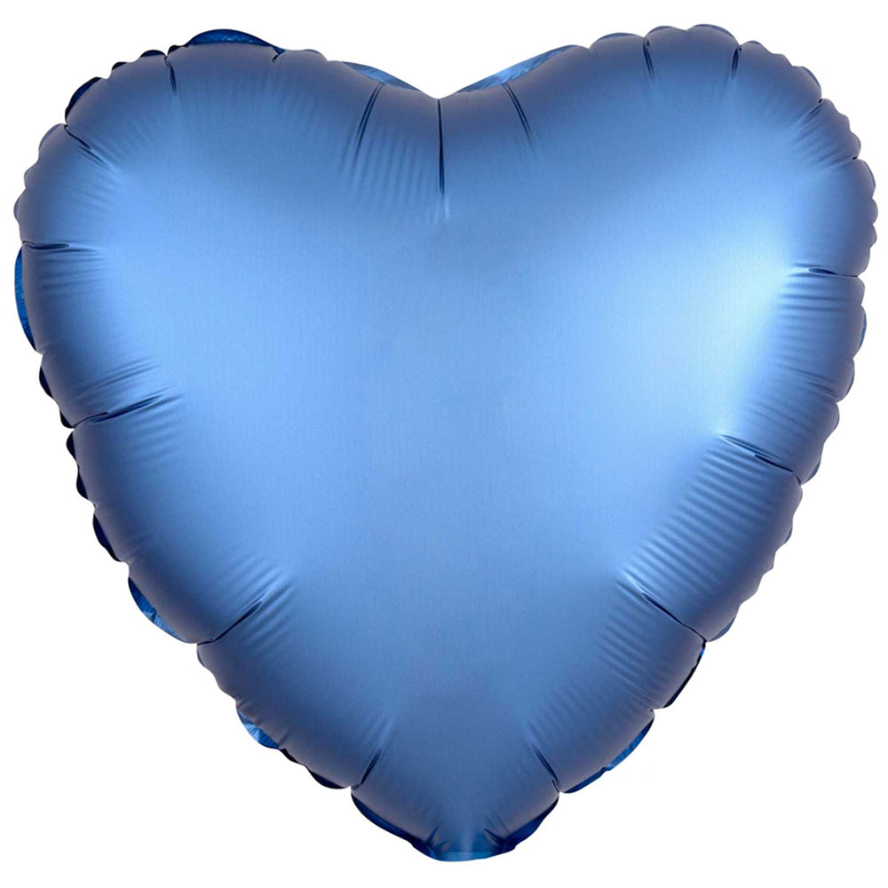 Folieballong Hjärta Azur Blå Satinluxe