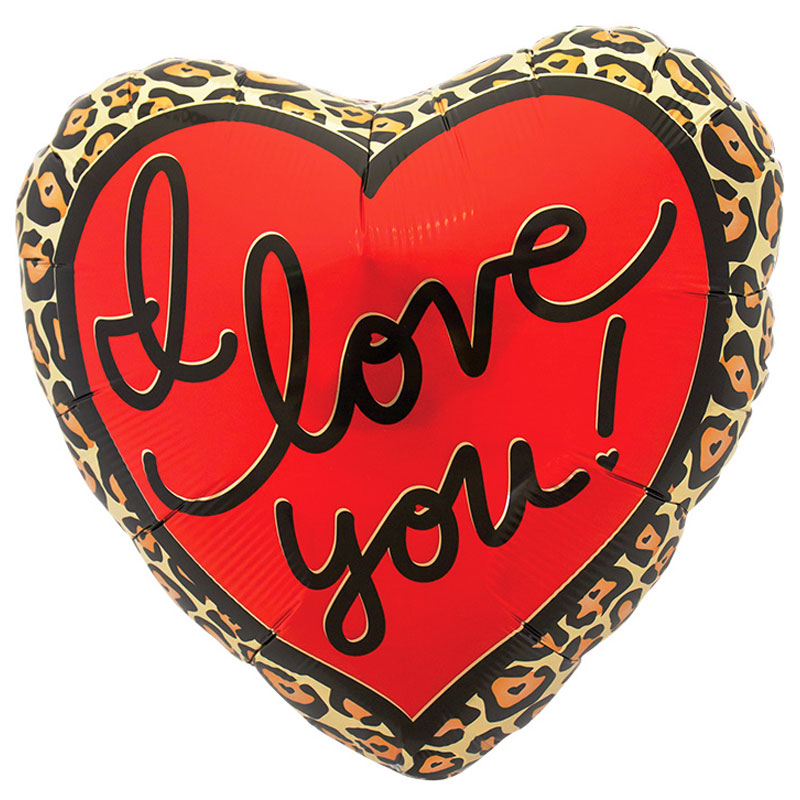 Folieballong Hjärta Leopard I Love You