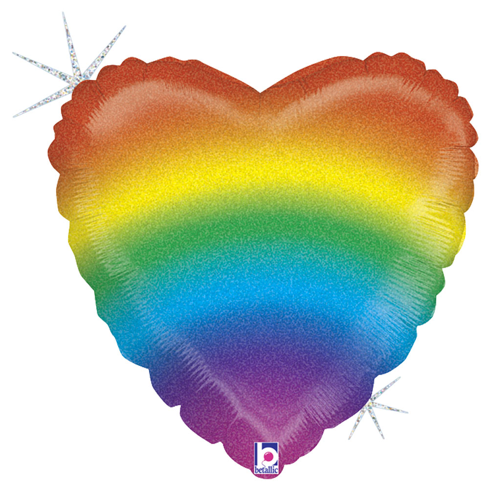 Läs mer om Folieballong Hjärta Regnbågsfärgad