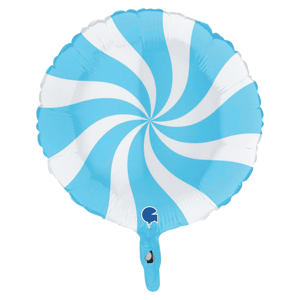 Läs mer om Folieballong Swirly Ljusblå & Vit
