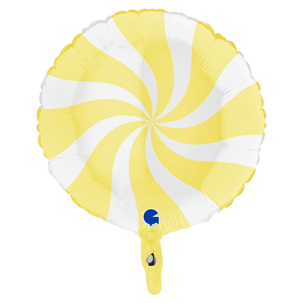 Läs mer om Folieballong Swirly Ljusgul & Vit