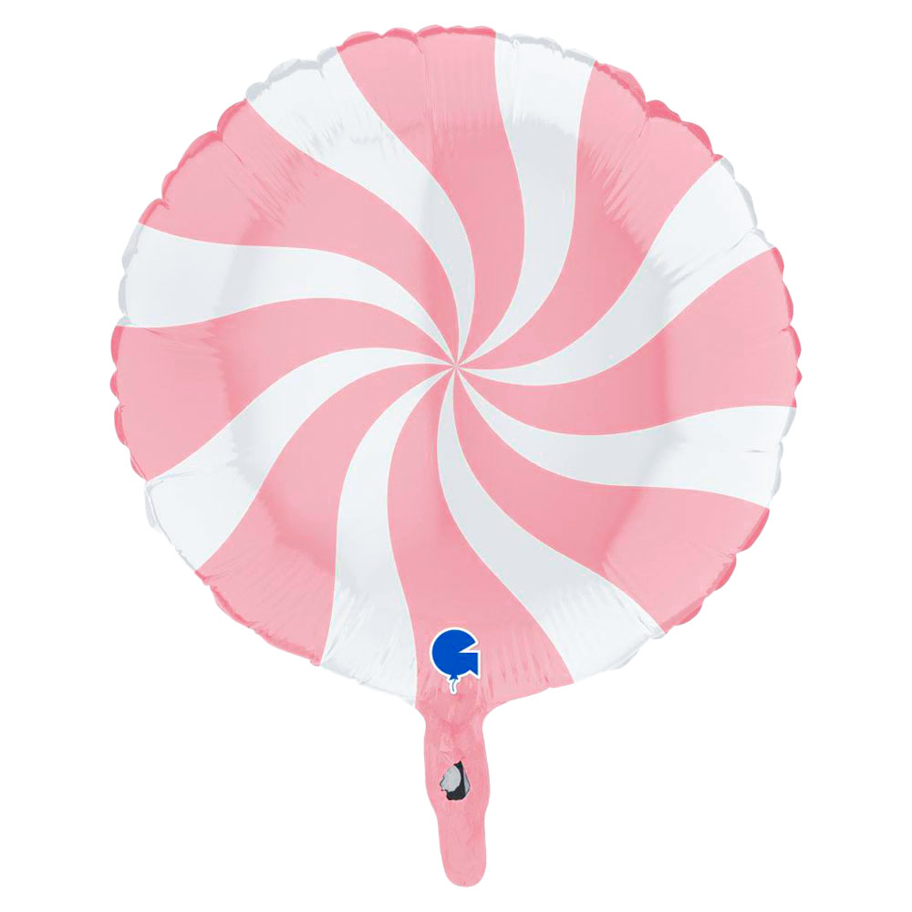 Läs mer om Folieballong Swirly Ljusrosa & Vit