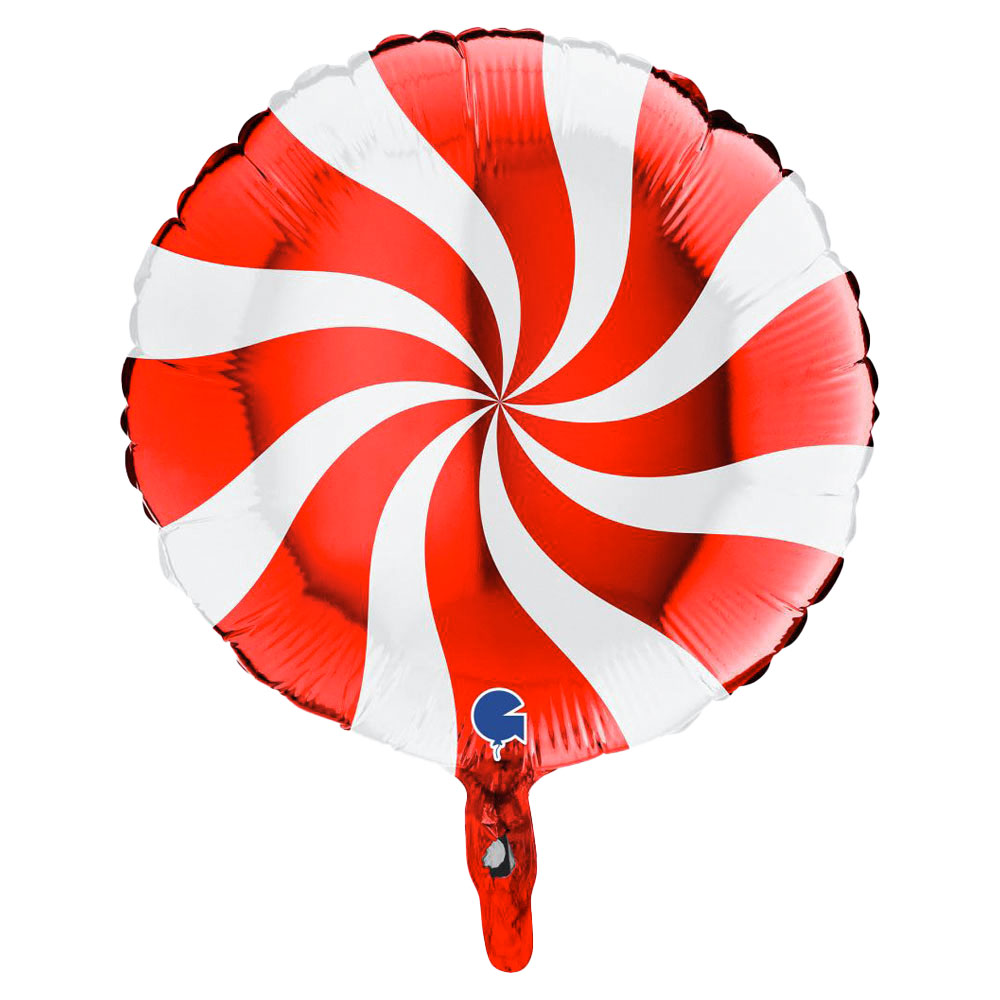 Läs mer om Folieballong Swirly Röd & Vit