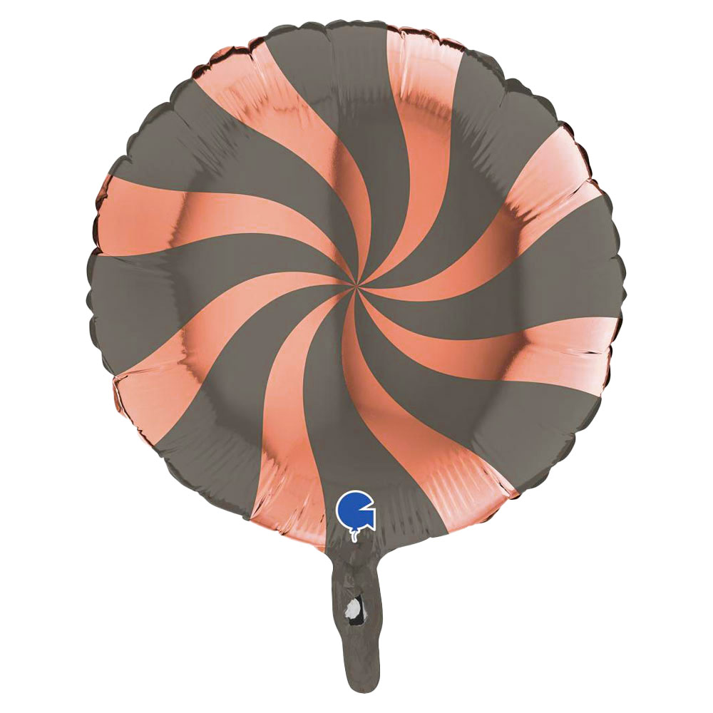 Läs mer om Folieballong Swirly Roseguld & Platinum Grå