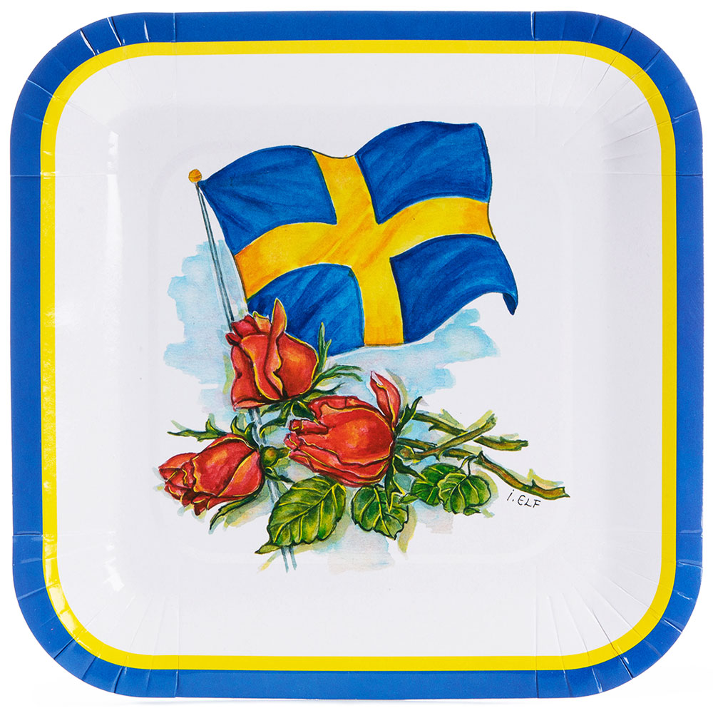 Läs mer om Fyrkantiga Tallrikar Svenska Flaggan