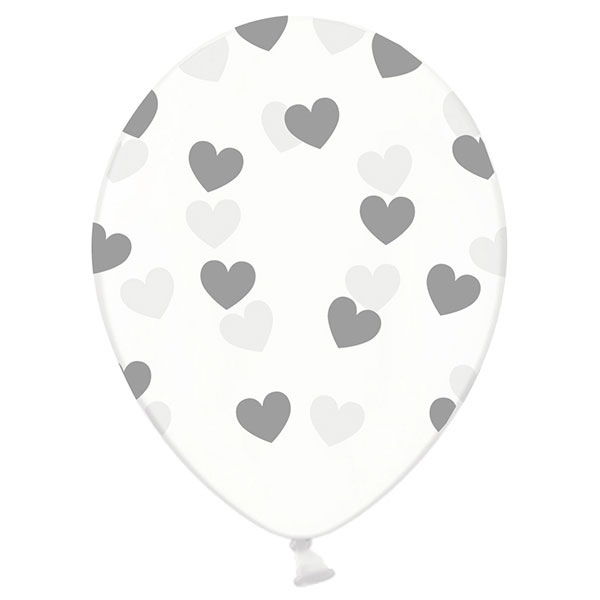 Genomskinliga Ballonger Grå Hjärtan