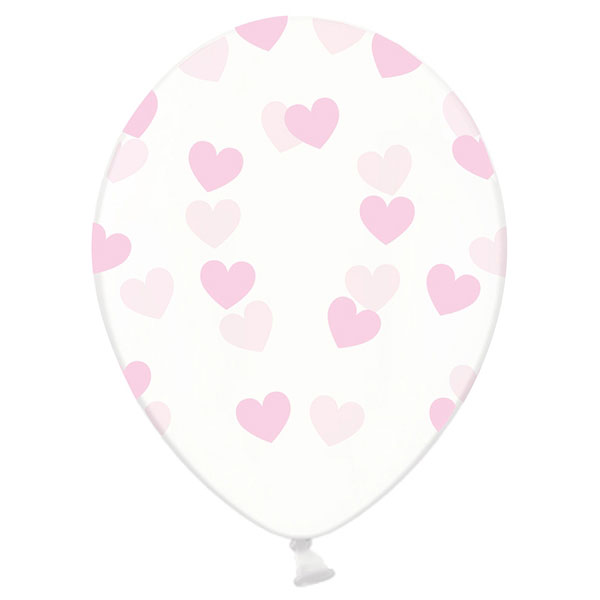 Genomskinliga Ballonger Rosa Hjärtan