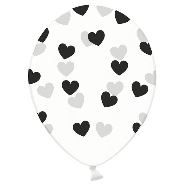 Genomskinliga Ballonger Svarta Hjärtan