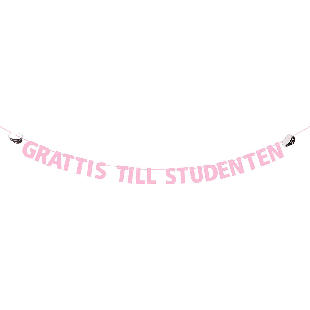 Läs mer om Girlang Grattis Till Studenten Ljusrosa