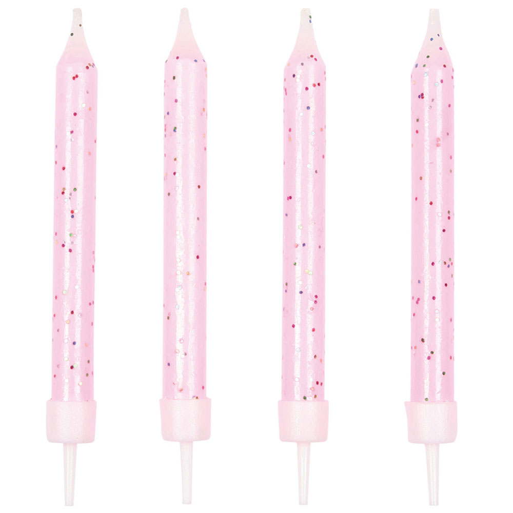 Glittriga Tårtljus Rosa