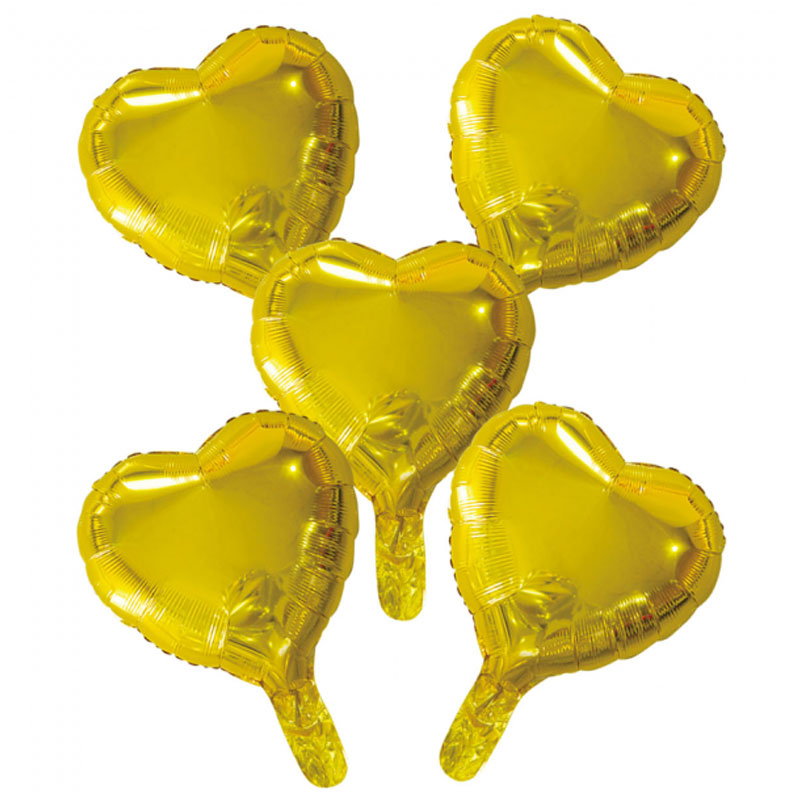Läs mer om Guld Hjärtballonger Folie 5-pack