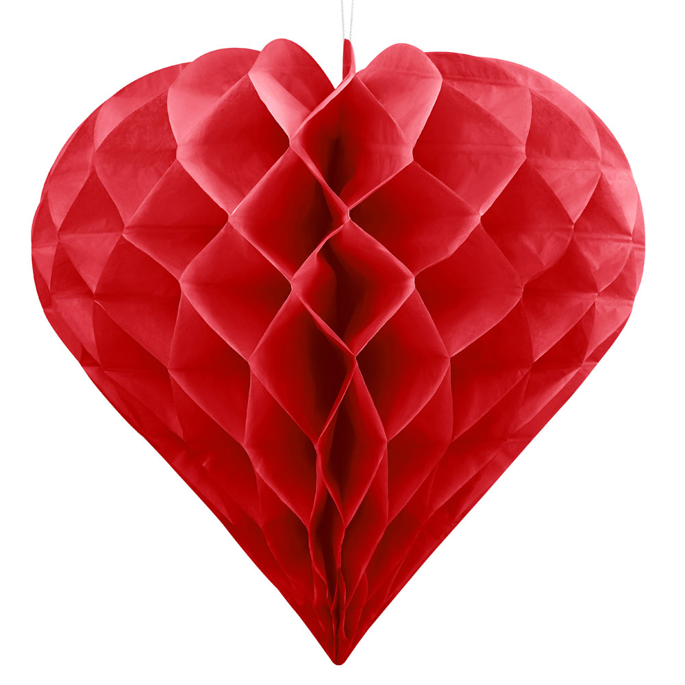 Hängande Honeycomb Hjärta Röd