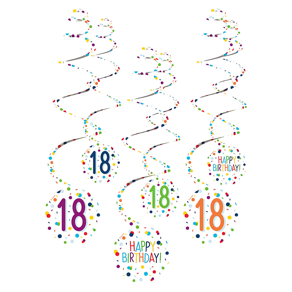 Läs mer om Hängande Swirls 18 år Confetti Birthday