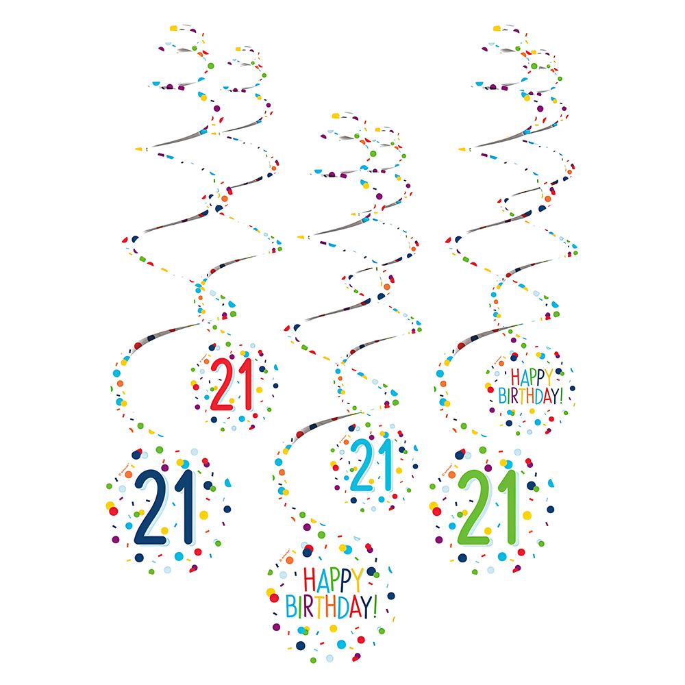 Läs mer om Hängande Swirls 21 år Confetti Birthday