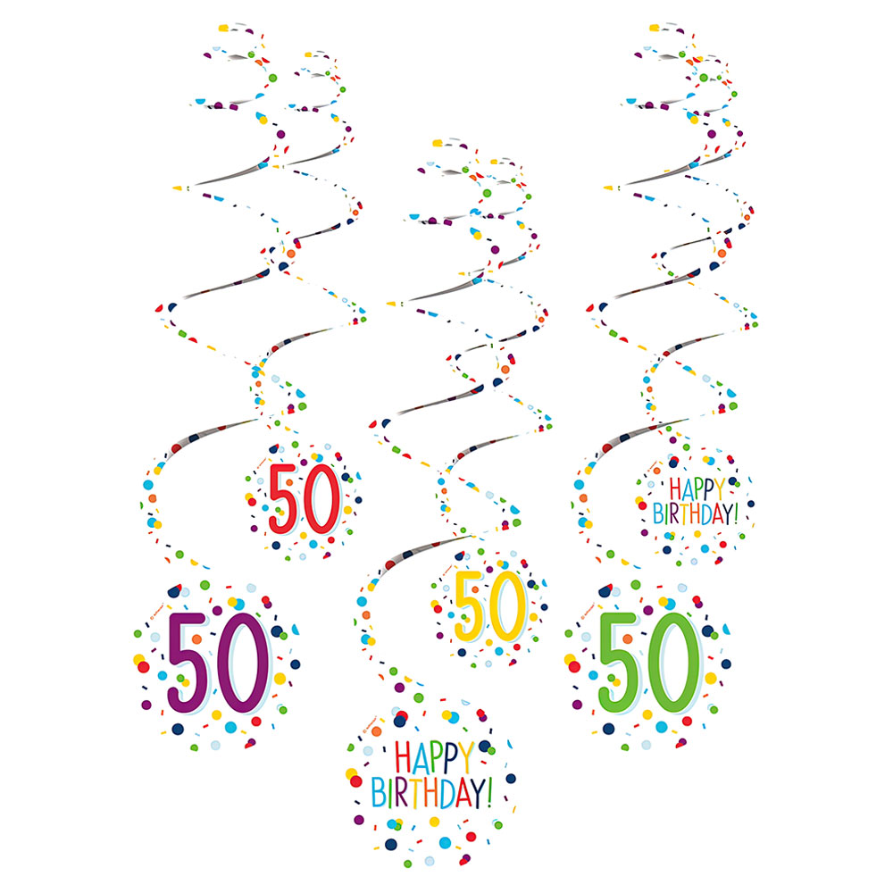 Hängande Swirls 50 år Confetti Birthday