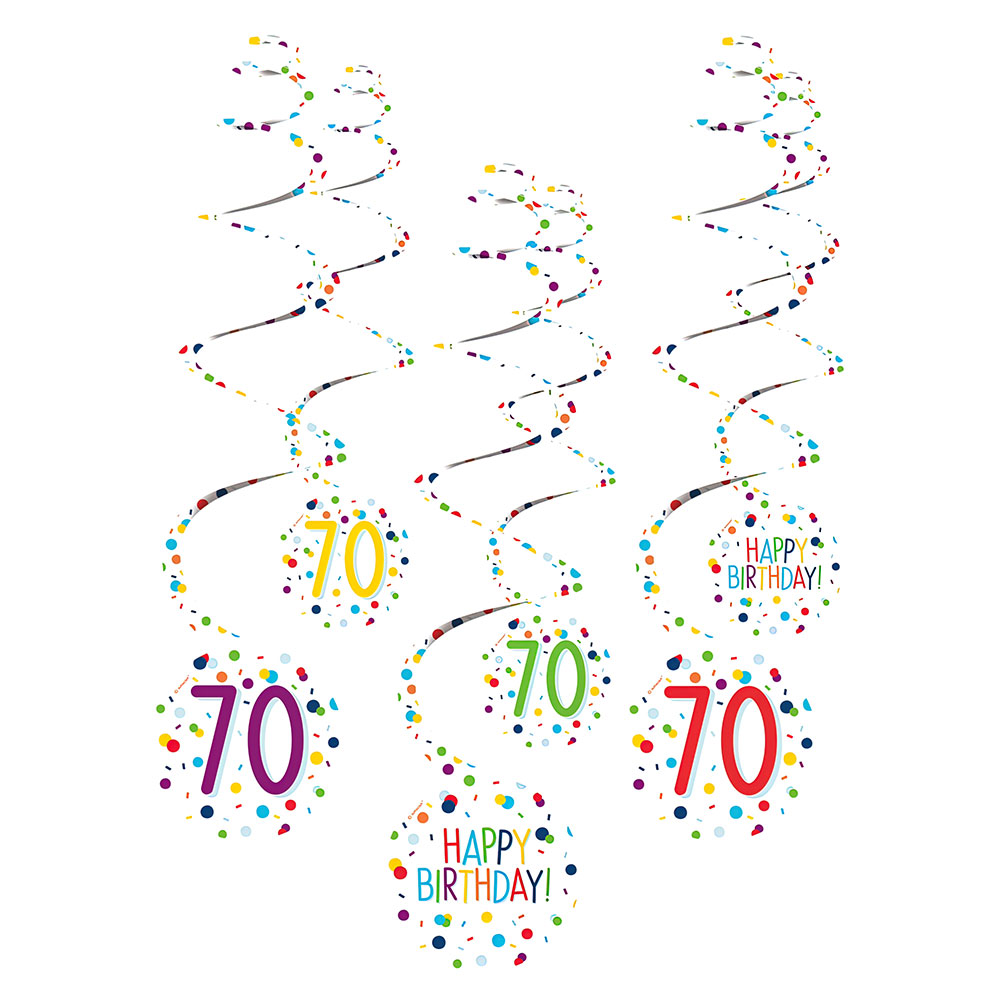 Läs mer om Hängande Swirls 70 år Confetti Birthday