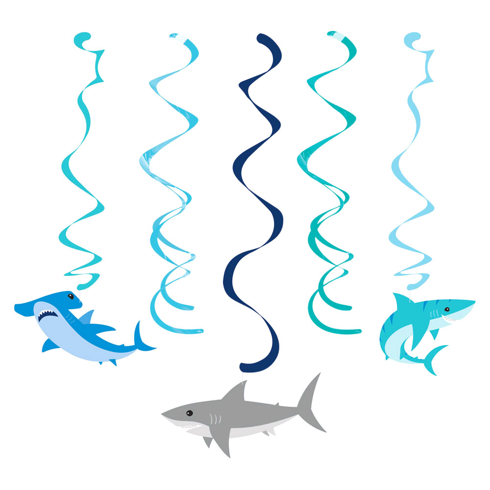 Läs mer om Hängande Swirls Dekorationer Shark Party