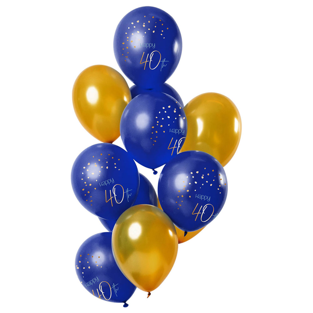 Happy 40th Ballonger Mörkblå & Guld