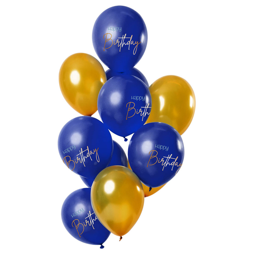 Läs mer om Happy Birthday Ballonger Mörkblå & Guld
