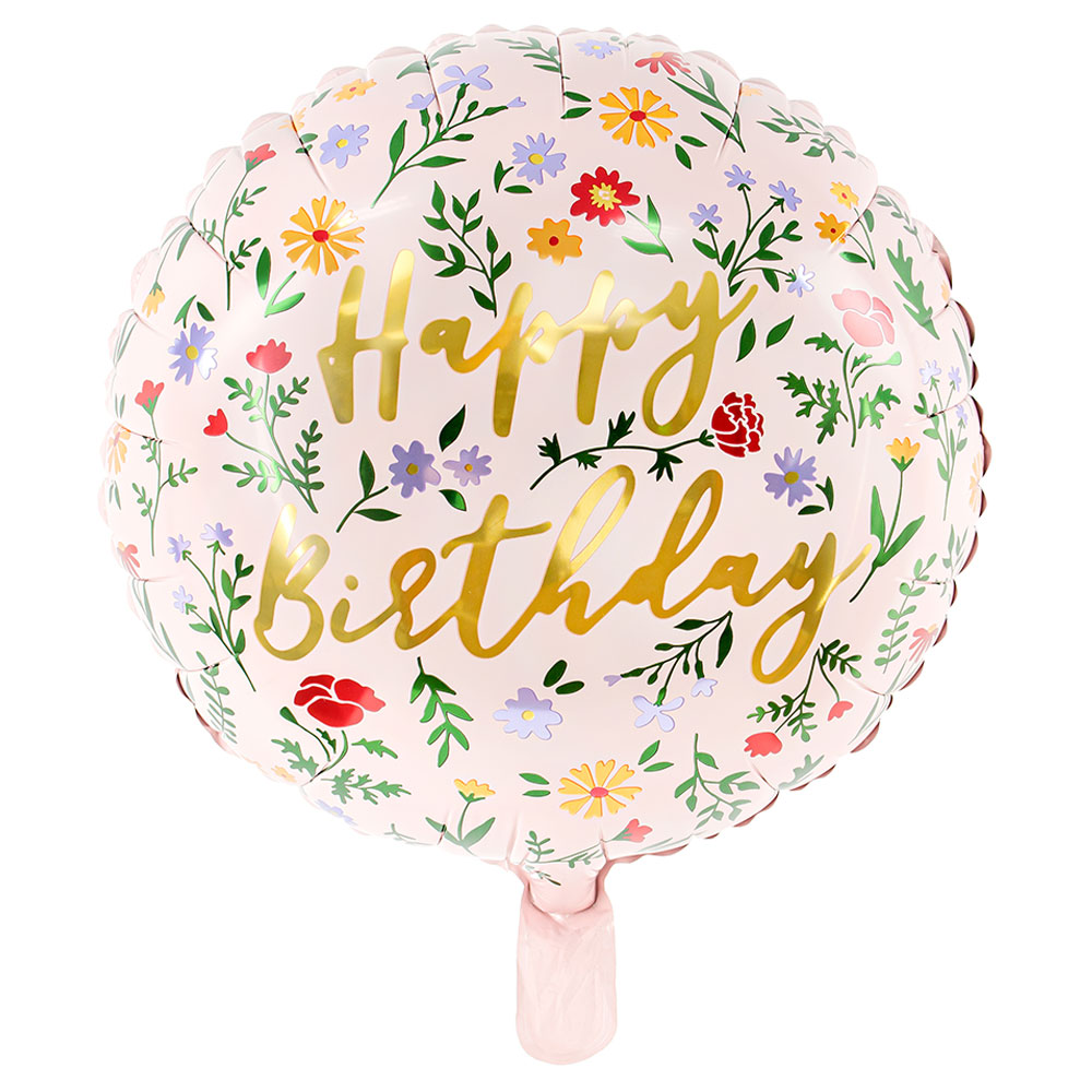 Happy Birthday Folieballong Blommor | Festartiklar//Ballonger//Folieballonger//Heliumballonger//Ballonger Med Motiv//Födelsedagsballonger | PartyOutlet