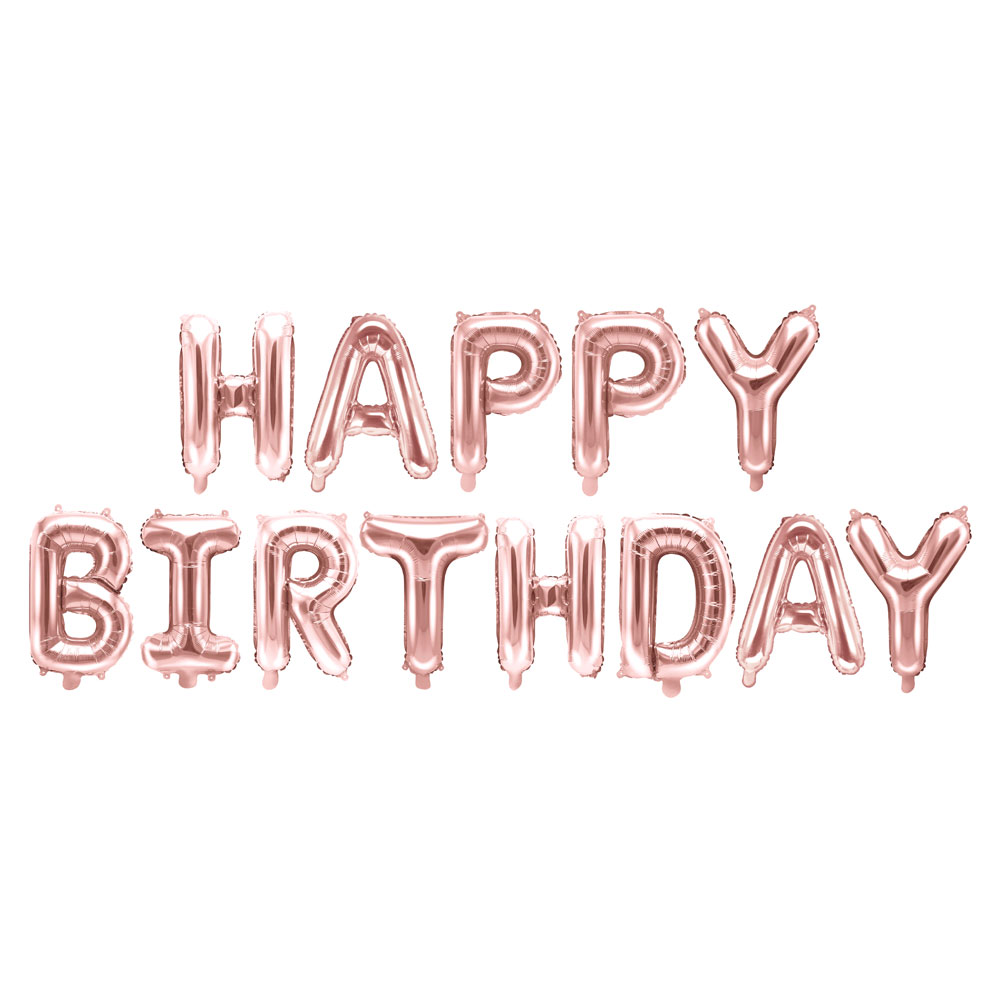 Läs mer om Happy Birthday Folieballonger Roséguld
