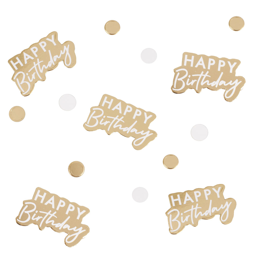 Läs mer om Happy Birthday Konfetti Metallic Guld