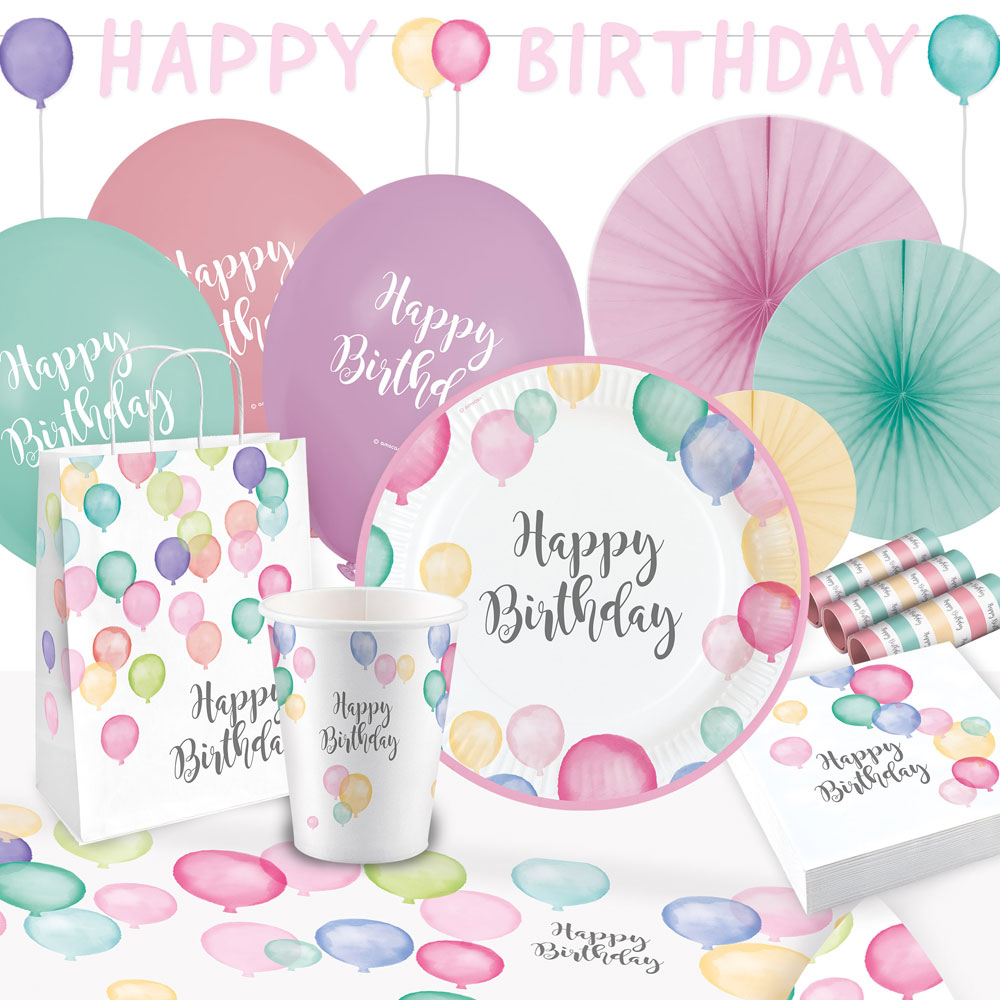 Läs mer om Happy Birthday Pastell Kalaspaket
