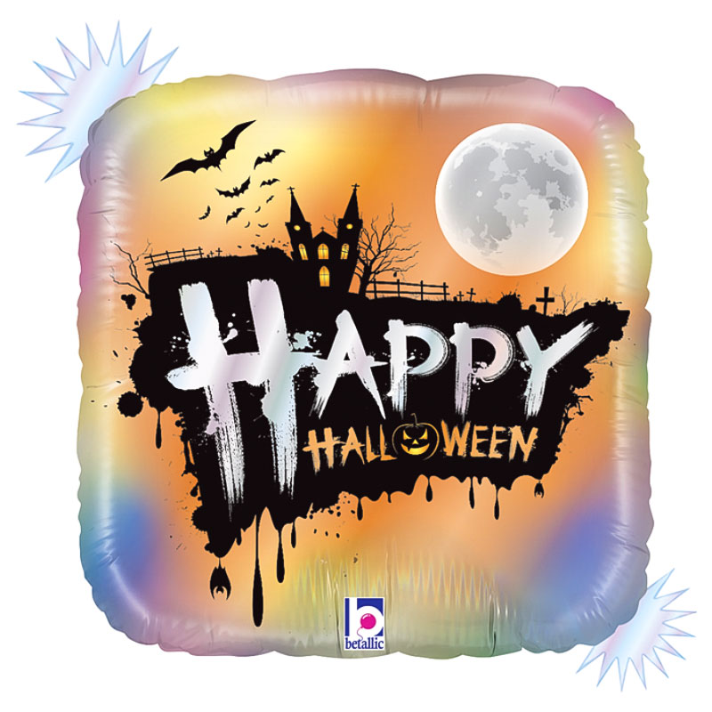 Läs mer om Happy Halloween Fyrkantig Ballong