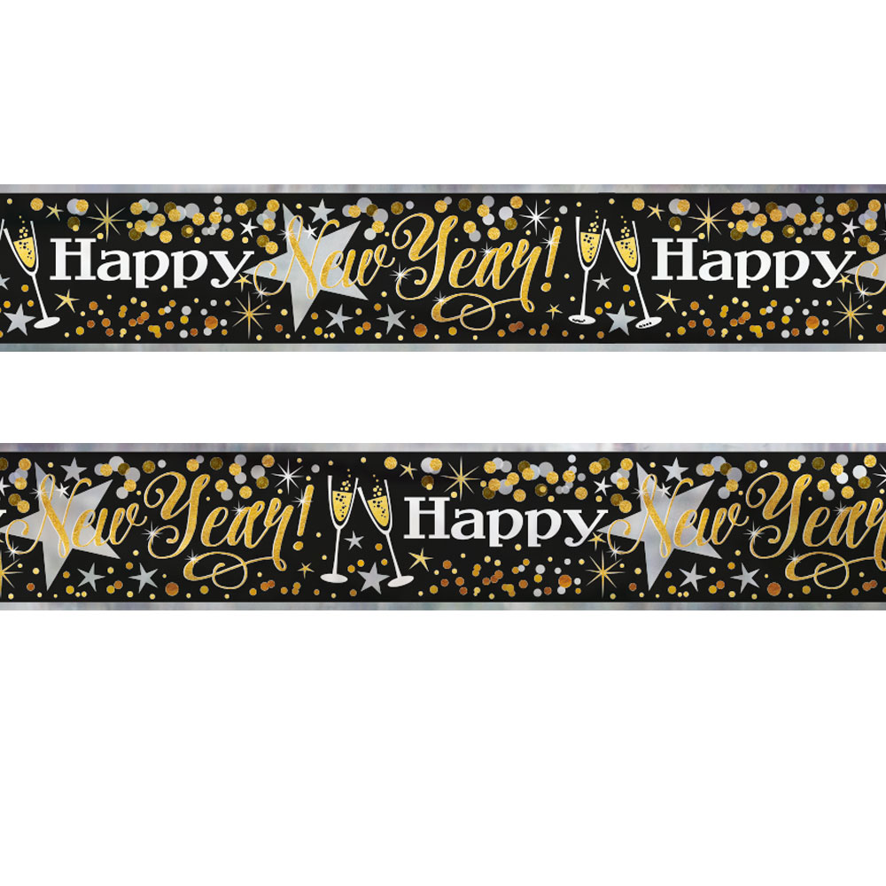 Läs mer om Happy New Year Banderoll Svart