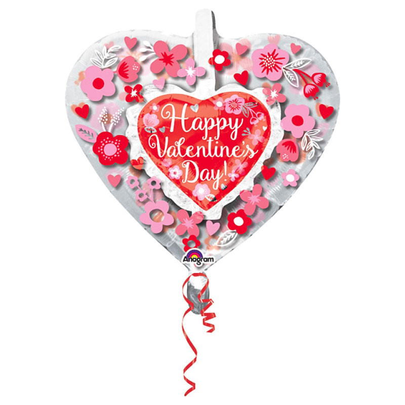 Happy Valentines Day Dubbelballong | Festartiklar//Ballonger//Högtider//Folieballonger//Heliumballonger//Hjärtballonger | PartyOutlet