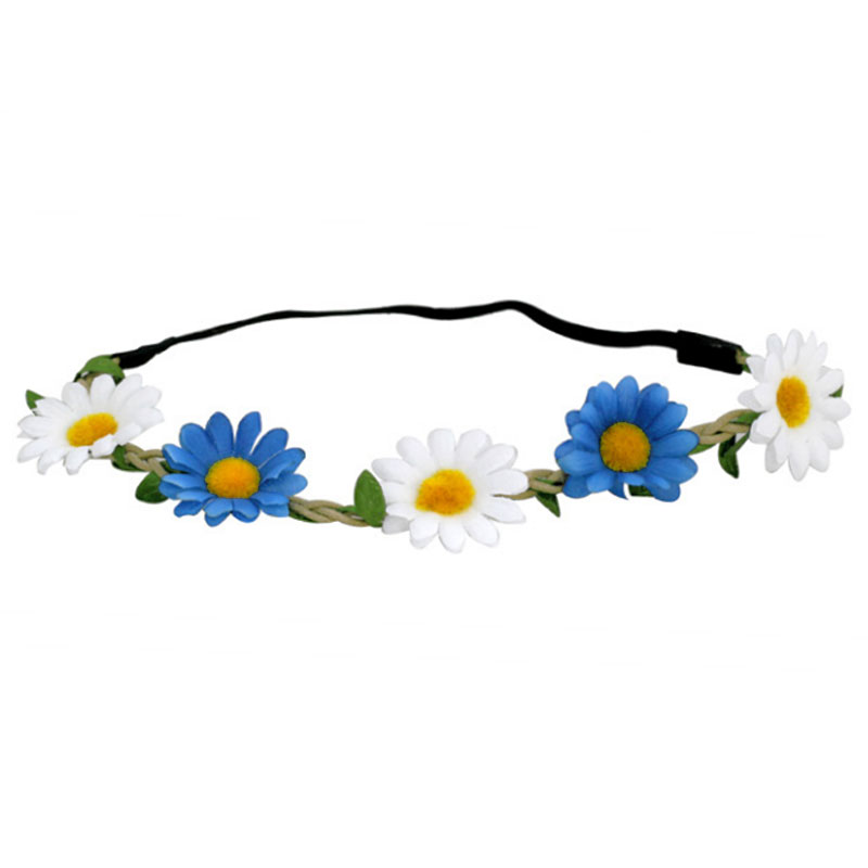 Hårband Blommor Blå och Vit