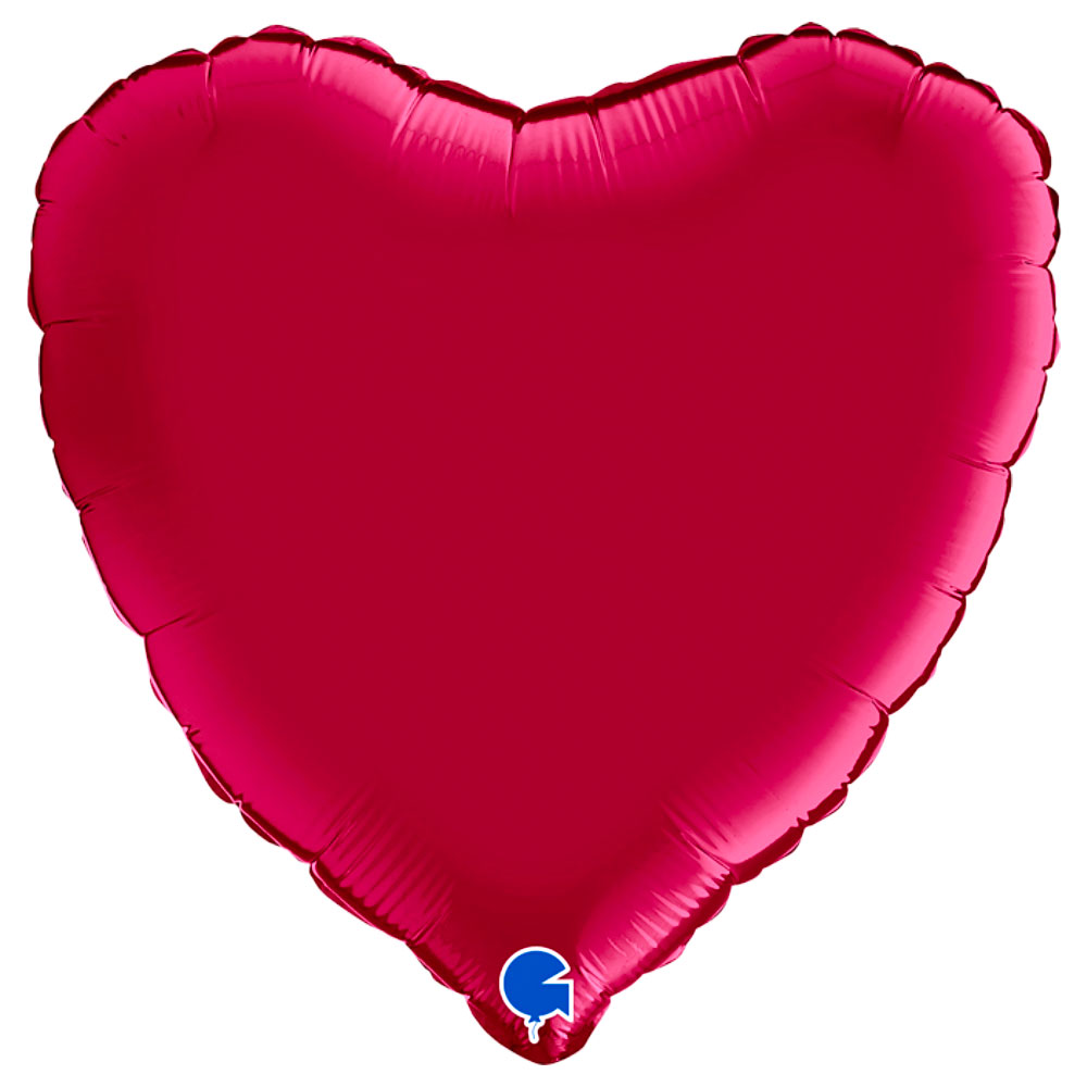 Läs mer om Hjärtballong Satin Cherry