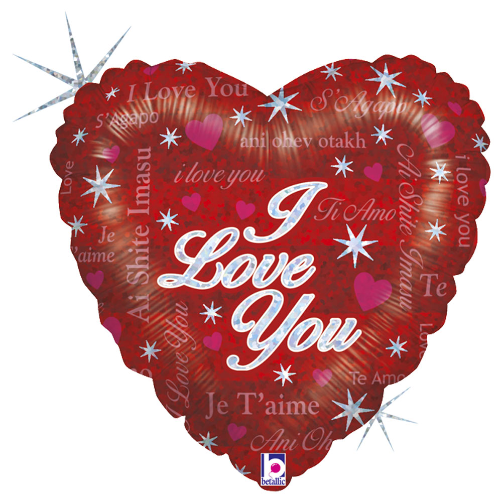 Läs mer om Holografisk Hjärtballong I Love You