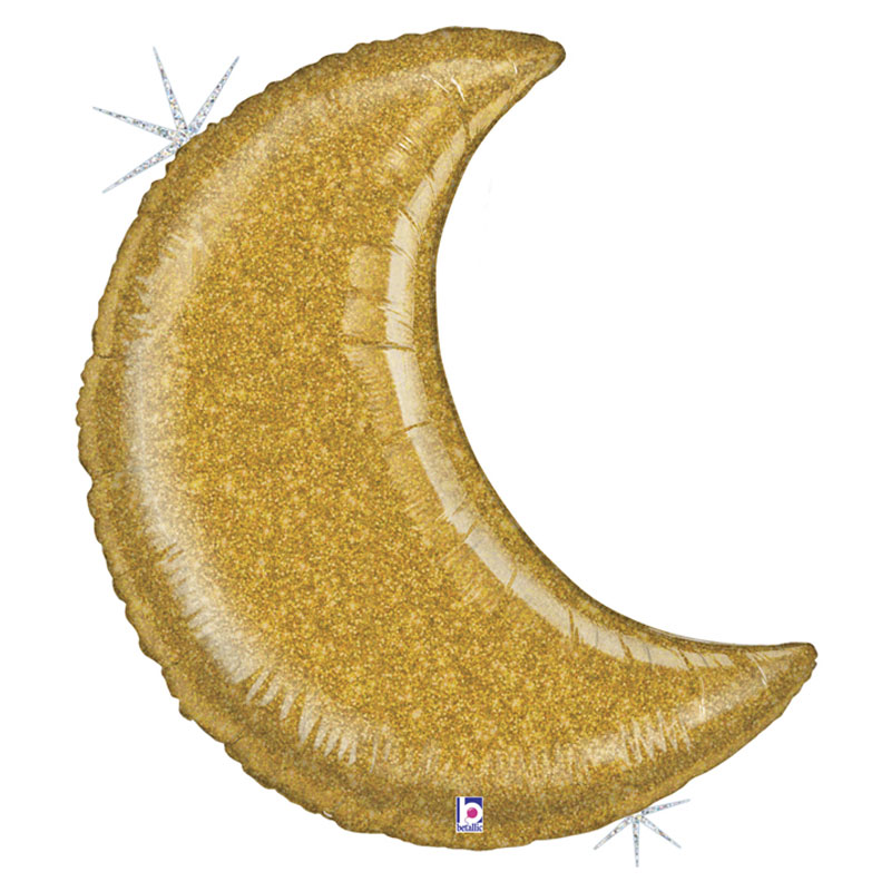 Läs mer om Holografisk Måne Folieballong Guld