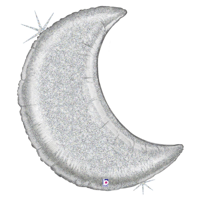 Läs mer om Holografisk Måne Folieballong Silver