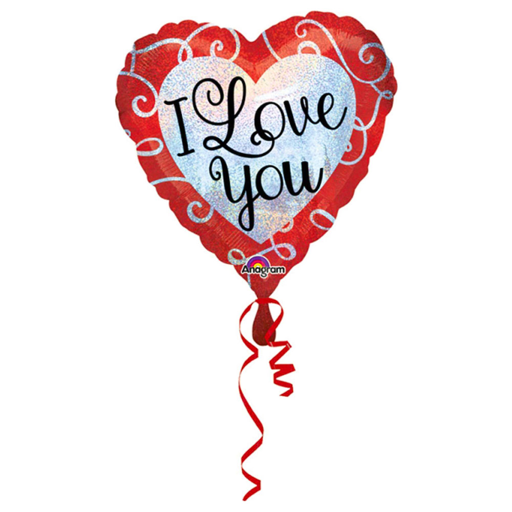 Läs mer om I Love You Hjärtballong Holografisk