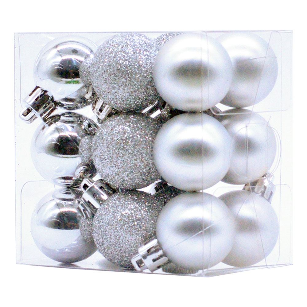 Läs mer om Julkulor Mini Silver 18-pack
