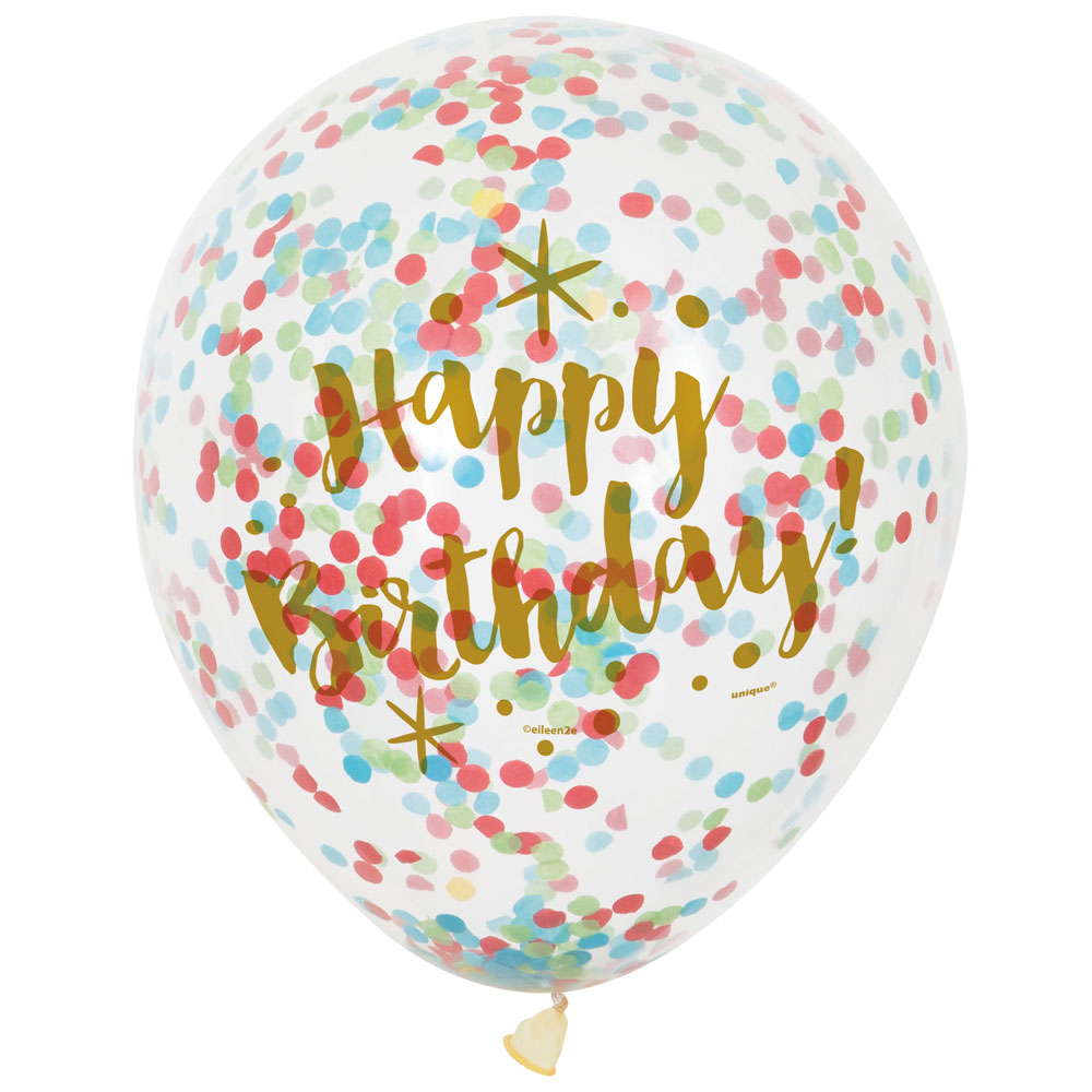 Läs mer om Konfettiballonger Happy Birthday Flerfärgad