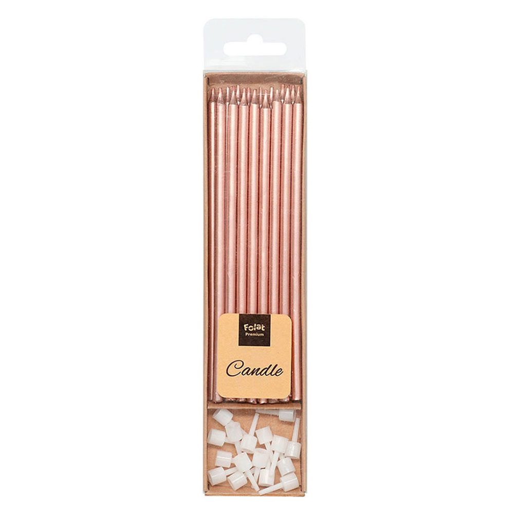 Långa Tårtljus Metallic Roséguld