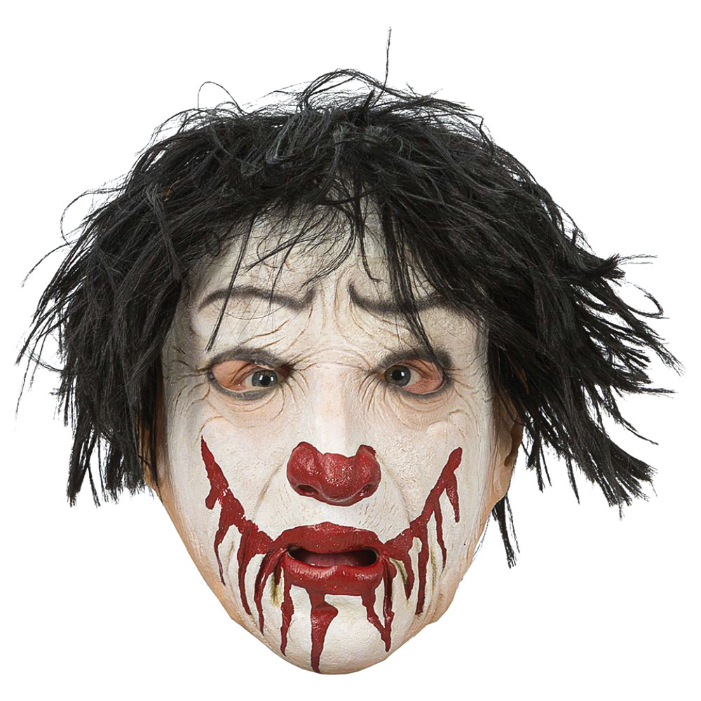 Läs mer om Läskig Clown Mask med Hår