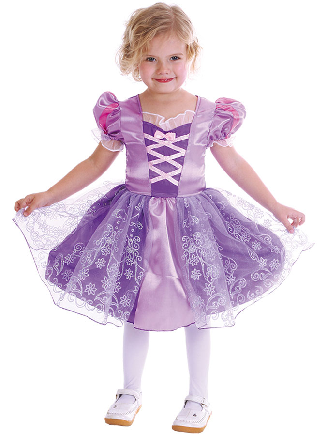 Lila Prinsessklänning Barn (Small (92-104 cm))