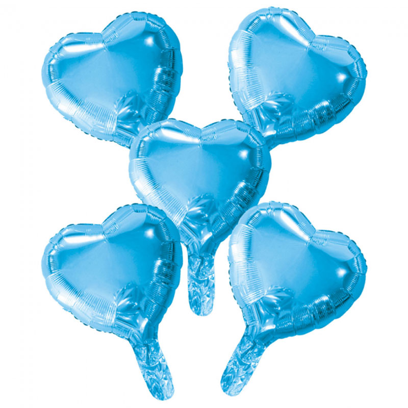 Ljusblåa Hjärtballonger Folie 5-pack