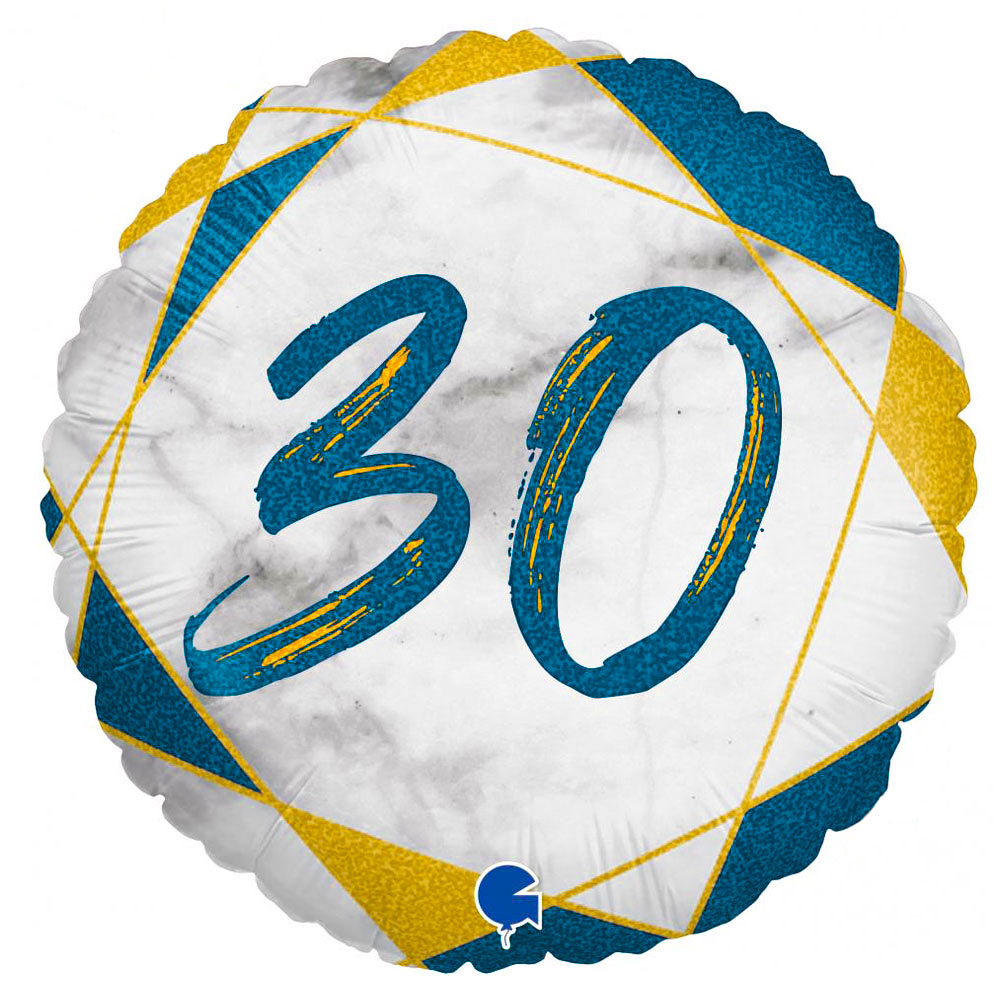 Marble 30 Holografisk Ballong Mörkblå